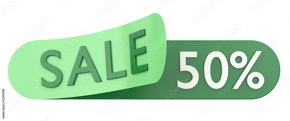 Fifty percent sale. 50% sale. 3D illustration. Fifty percent sale. 50% sale. 3D illustration.
