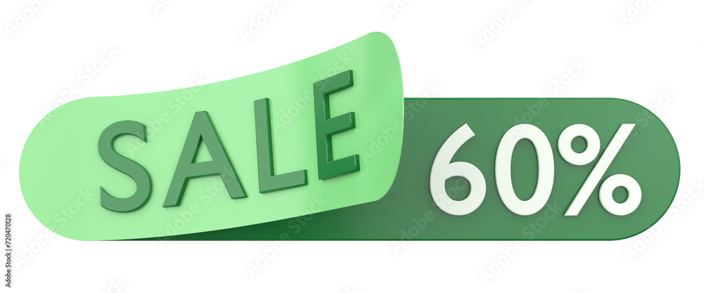 Sixty percent sale. 60% sale. 3D illustration. Sixty percent sale. 60% sale. 3D illustration.