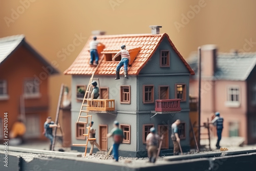 Group of People Working Together on a Model House Construction Project