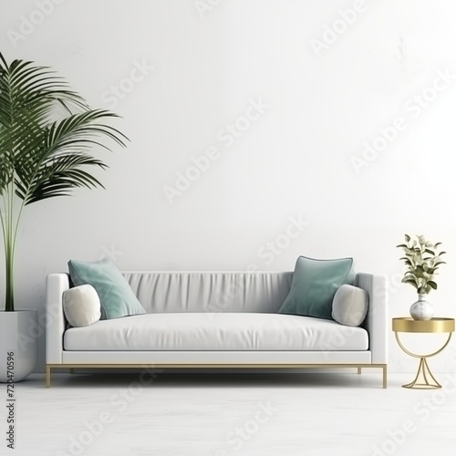 modern calm living room with sofa and mockup for painting, empty space for text  © SYLVIA