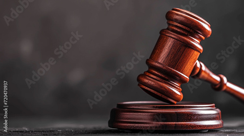 An elegant and focused image of a gavel, serving as a powerful symbol of legal and judicial focus Set against a minimalist background, the gavel symbolizes legal precision and authority in the photo