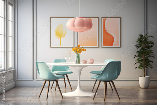 dining room with a tulip table Eames molded #720471148