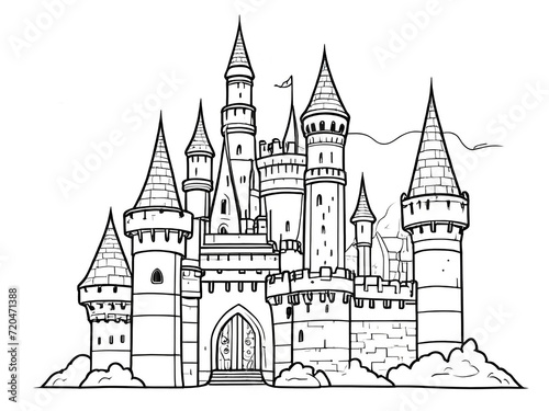 fantasy Magic Castle Coloring Page. Generative Ai © Kdp Vibe