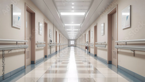 the long hallway in an empty hospital