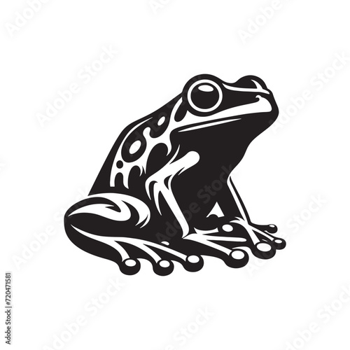 Moonlit Frolic: Frog Silhouette Set Bathed in the Tranquil Glow of Night, Embodying the Mystique of Amphibian Existence - Frog Illustration - Frog Vector - Amphibian Silhouette - Toad Vector

