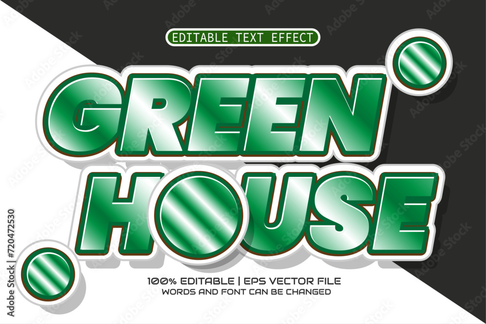 Green house 3D editable text effect template