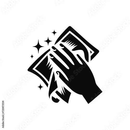 Hand holding a cloth wiping a surface icon