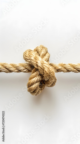 a rustic cord with a knot on a white background