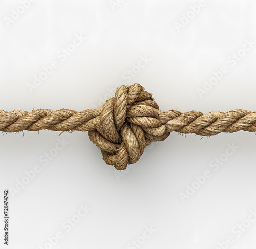 a rustic cord with a knot on a white background