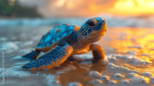 colorful baby cute turtle print illustration