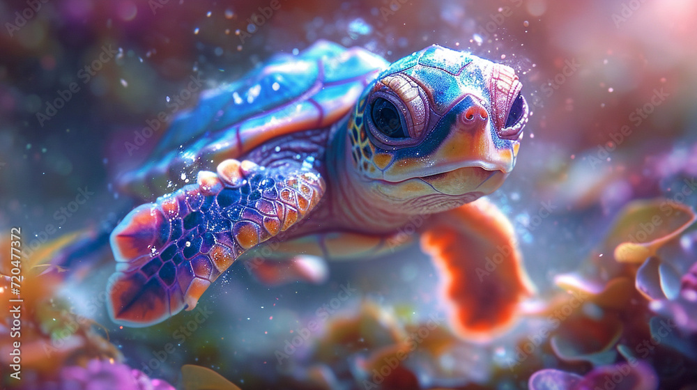 colorful baby cute turtle print illustration