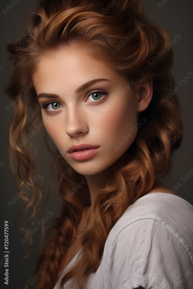 A model with a natural look and a models face studio photo A model with a natural look and a models face studio photo