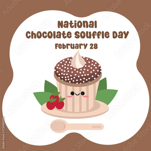 Ideal for National Chocolate Souffle Day celebrations, this vector graphic depicts the holiday.