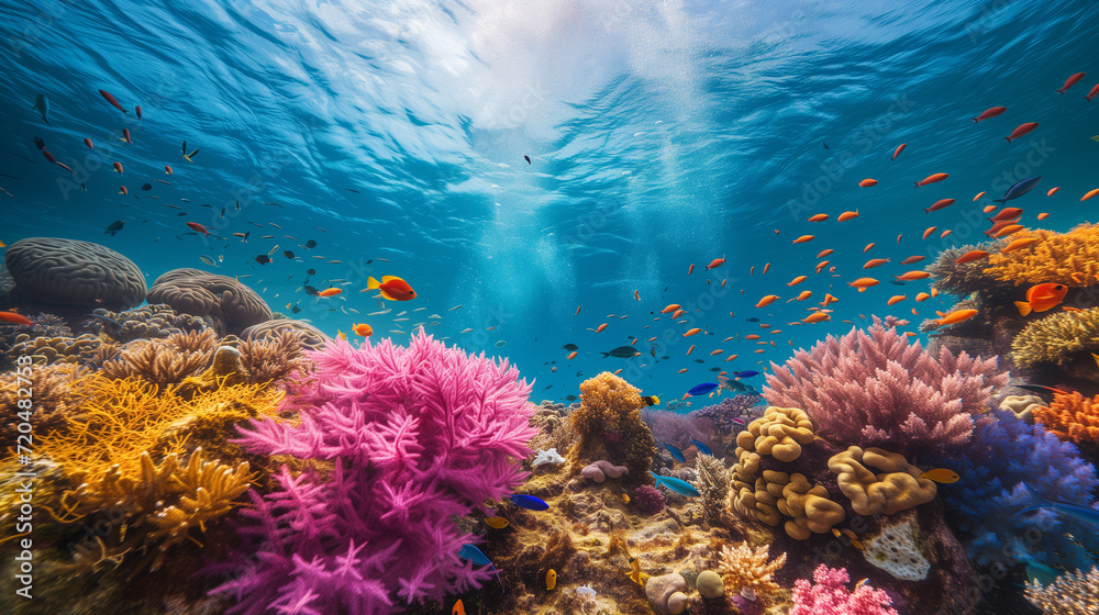 Naklejka premium Colorful coral reef under the sea