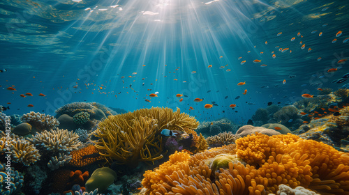 Colorful coral reef under the sea photo