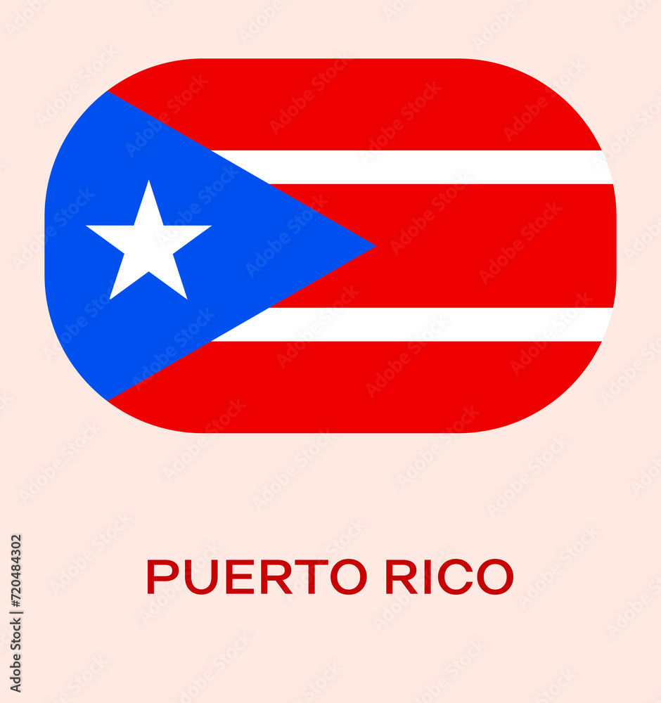 Flag Of Puerto Rico, Puerto Rico flag, National flag of Puerto Rico. button style flag of Puerto Rico.