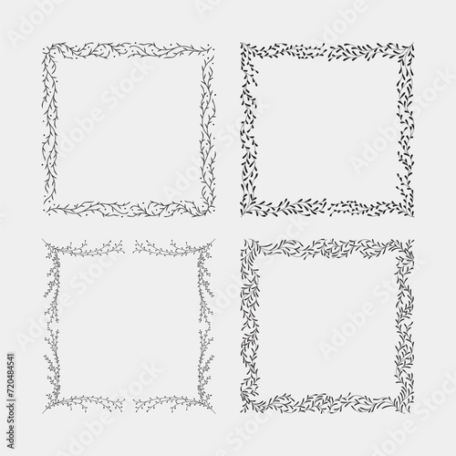 frame floral leaf wedding decoration simple ornament vector