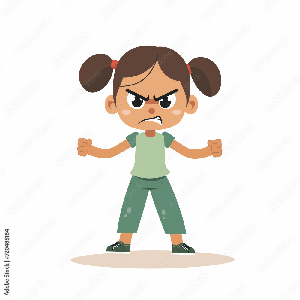 Angry little girl, with a disgruntled face on a white background Angry little girl, with a disgruntled face on a white background