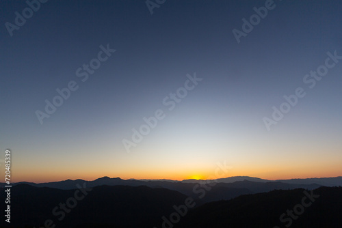 Sunset scenery view and mountain landscape in winter season, Chiang Mai, Thailand © wmparallelphoto