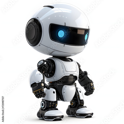 Robot isolated on white background, isometry, png
