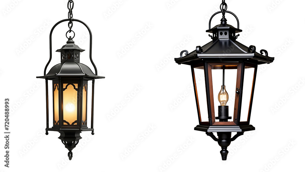 collection Set of different Hanging lantern isolated on white background