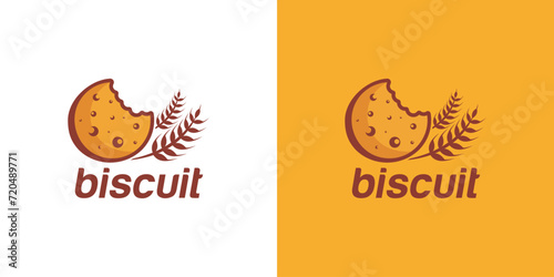 biscuit design logo template. bakery logo, dry bread manufacturer. dry bread or biscuit design template with wheat elements