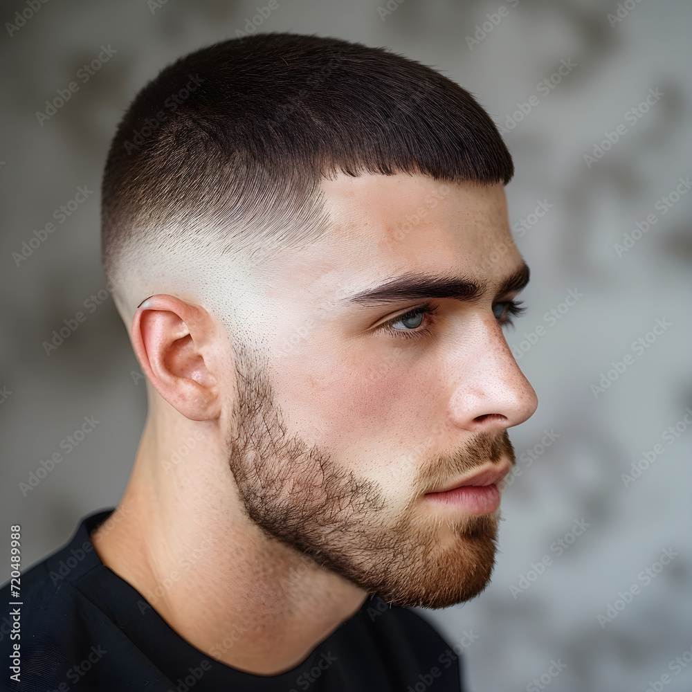 Obraz premium Man with crew cut hairstyle, Portrait of male a model with stylish hair