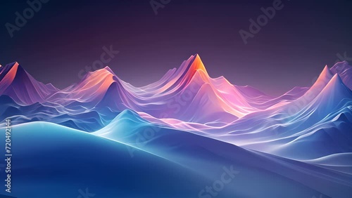 Majestic Mountains With a Stream of Glowing Lights photo