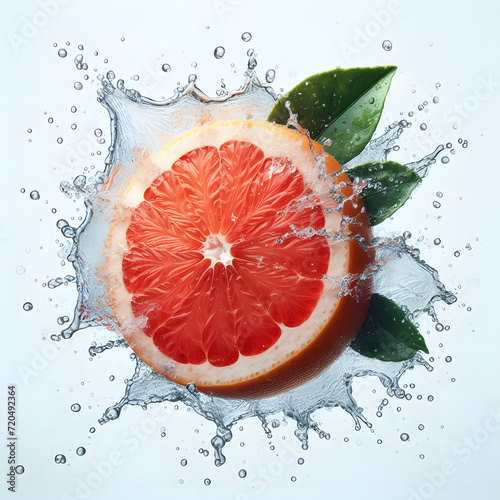 Fresh fruits with water splash on a white background. Generative AI