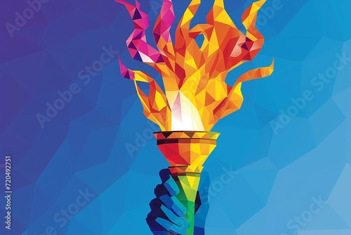 Stylized Illustration of a Geometric Flame in a Torch