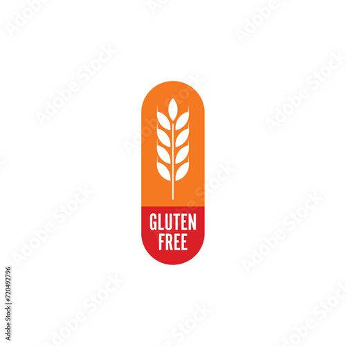 gluten free and spike symbol. gluten free on red-orange background