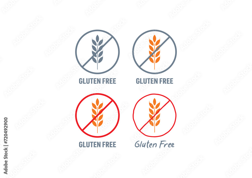 gluten free logo. hand drawn spike symbol and gluten free word gluten free logo. hand drawn spike symbol and gluten free word