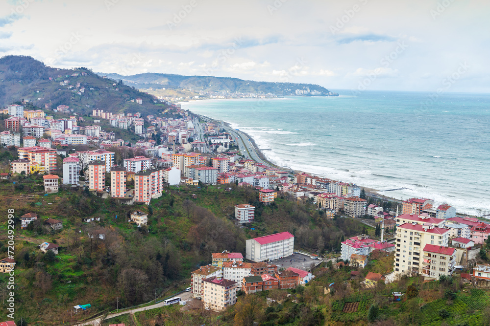 Landscape photo with Surmene town. Trabzon, Turkey