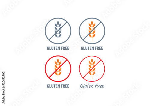 gluten free logo. hand drawn spike symbol and gluten free word