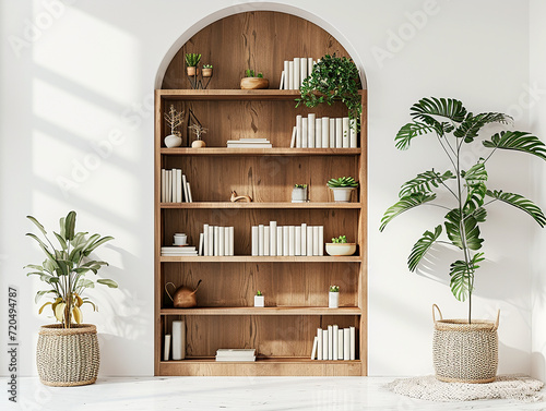 wood shelf with shelves and books