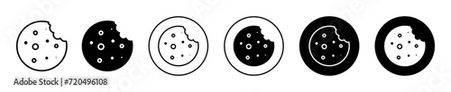 Cookie vector icon set collection. Cookie Outline flat Icon.
