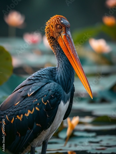 Superb image of a small adjutant bird. photo
