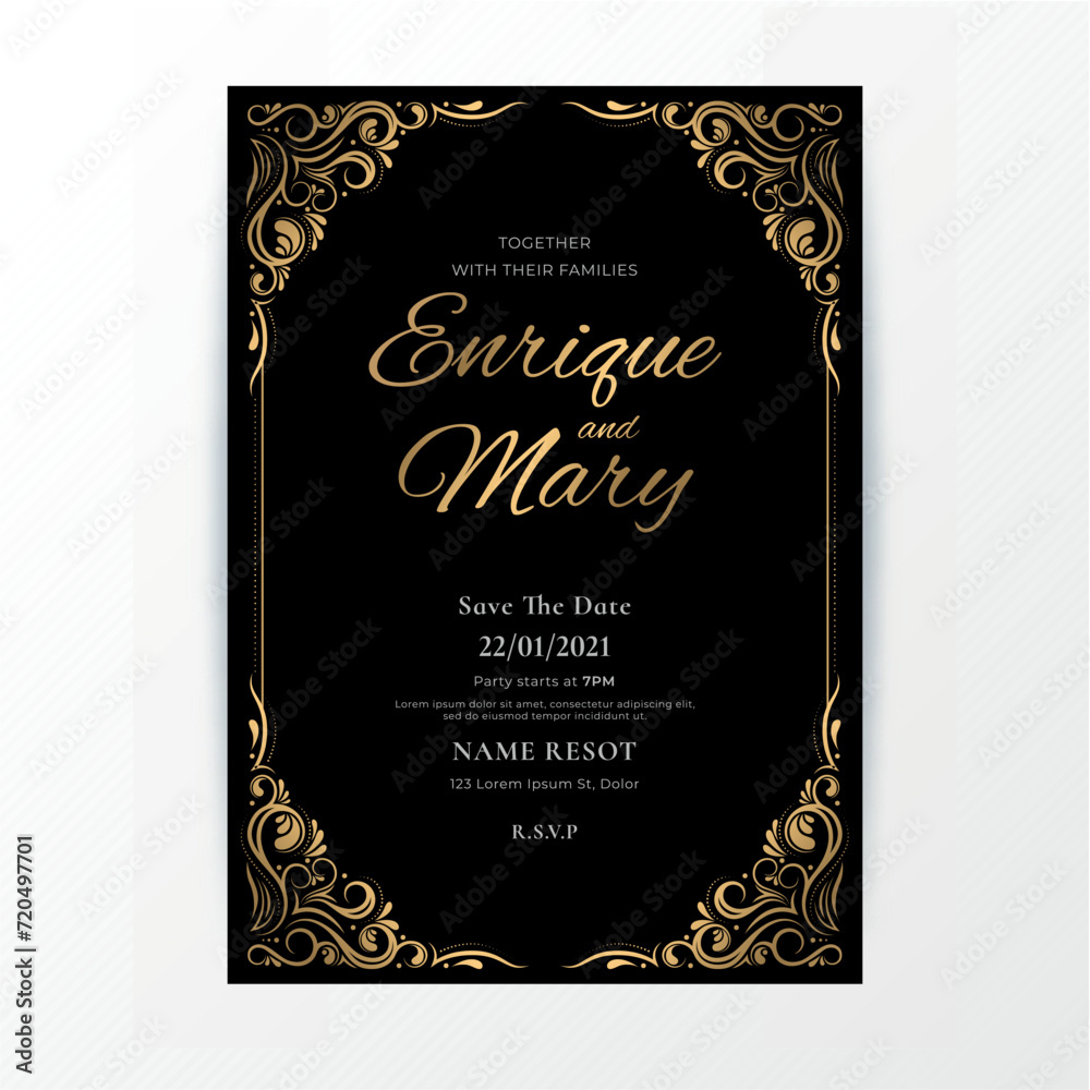 Luxury wedding invitation template