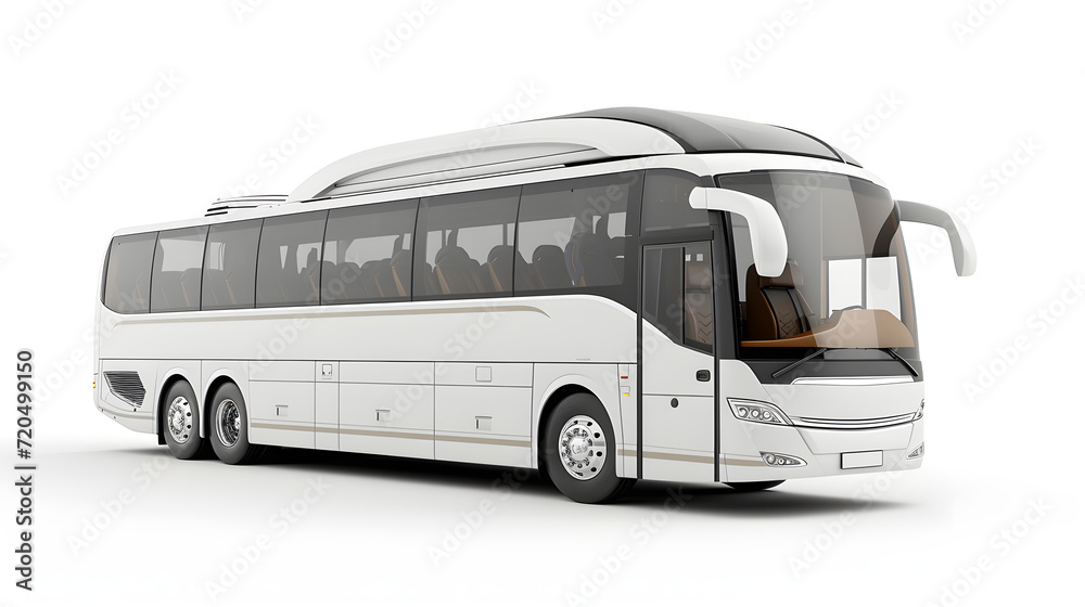 Beautiful luxury White Bus on isolated white background, Mock-up 3d Bus Illustration, Generative Ai
