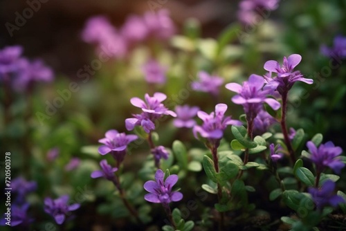 Aromatic plant with small purple flowers. Generative AI