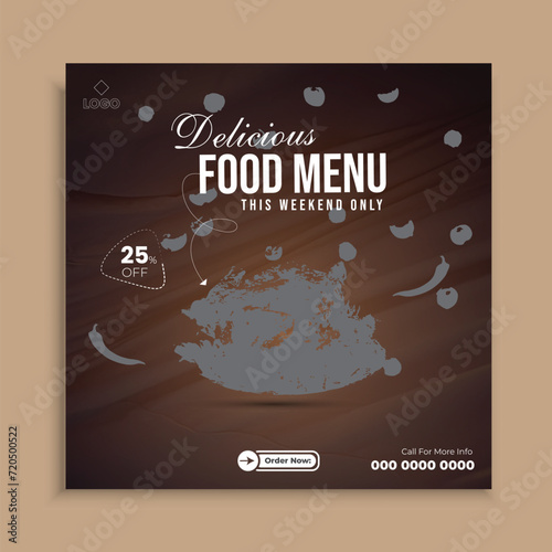 Fast food restaurant business marketing social media post design.
