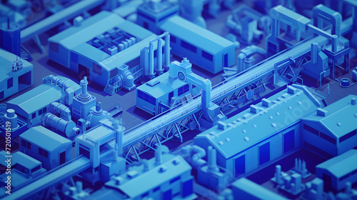Isometric factory automated conveyor line Industrial illustration factory assembly line
