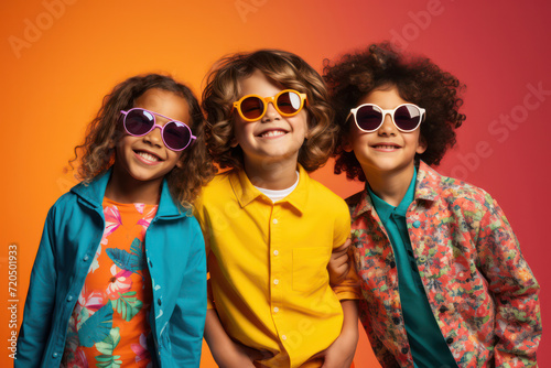 Childhood Friends: A Group of Cute Caucasian Little Boys and Girls Together in a Beautiful Summer Portrait of Togetherness and Friendship © SHOTPRIME STUDIO