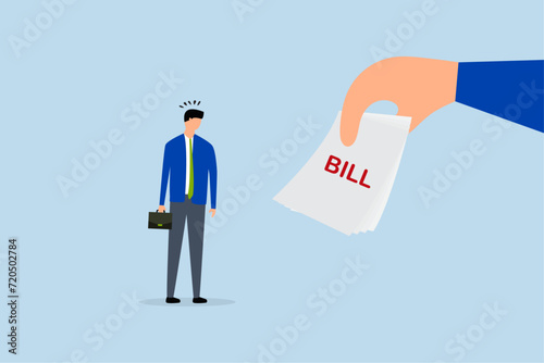 Debt crisis,  frustrated unemployed businessman worried about loan, housing and financial bills.