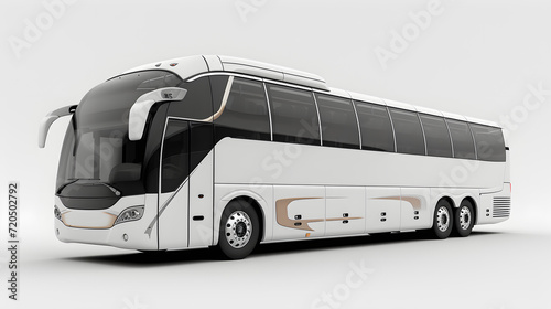 Beautiful luxury White Bus on isolated white background, Mock-up 3d Bus Illustration, Generative Ai
