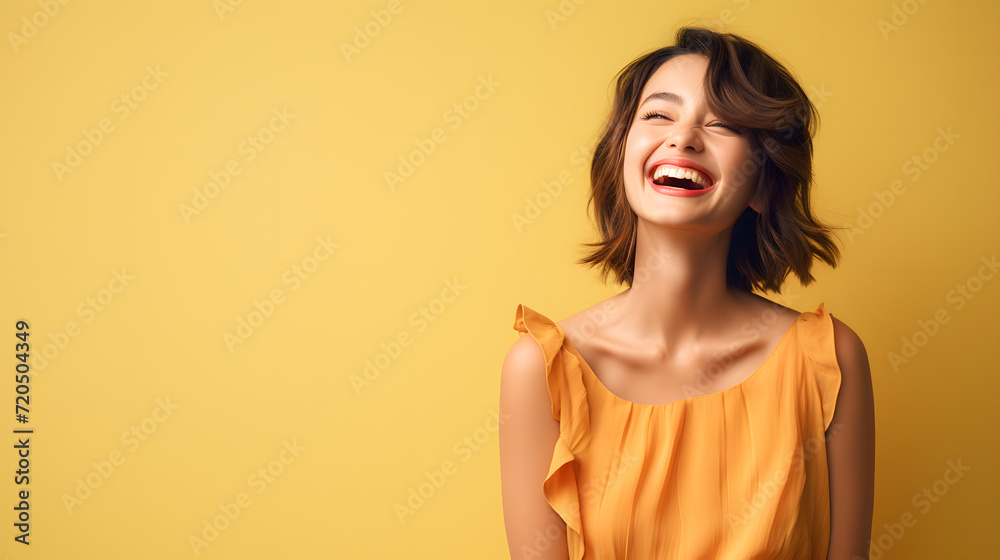 A woman in a dress smiling A woman in a dress smiling