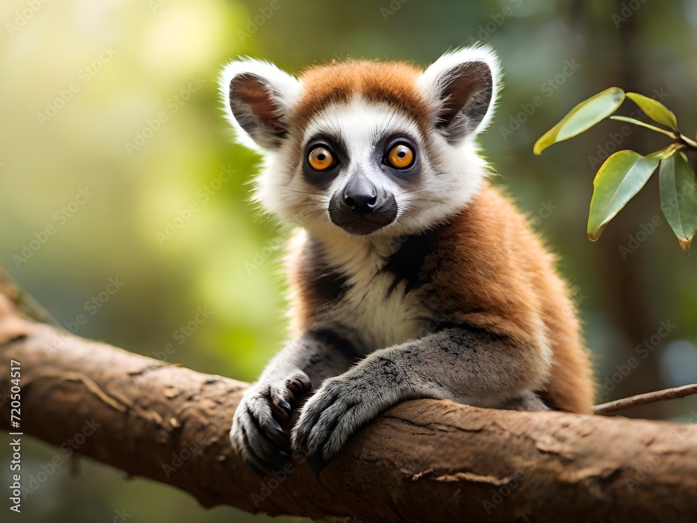 Obraz premium lemur on tree branch