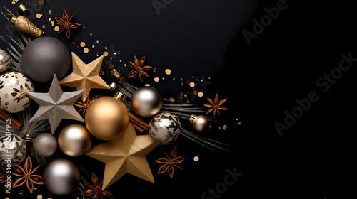 Luxurious Christmas balls on glowing bokeh background, Christmas and New Year minimalistic background