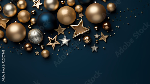 Luxurious Christmas balls on glowing bokeh background, Christmas and New Year minimalistic background