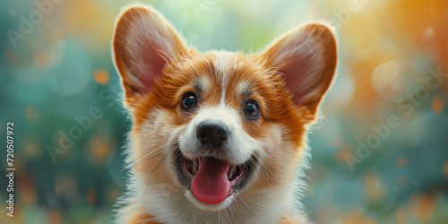 Corgi breed puppy happy with excitement, cartoon realism style, cartoon animal, hyper realistic dog portrait.